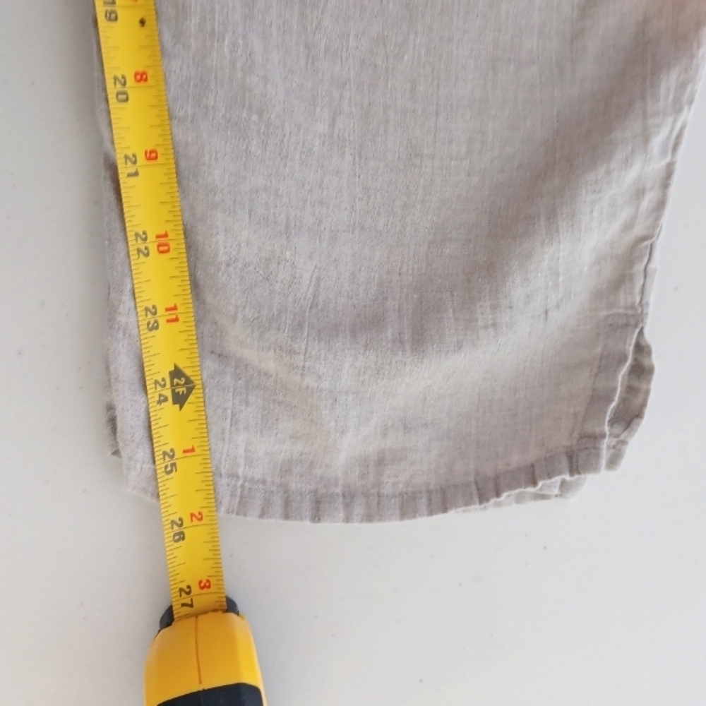 Flax 100% Linen Oatmeal Lagenlook Pull-On Sz L Pants - Picture 14 of 14